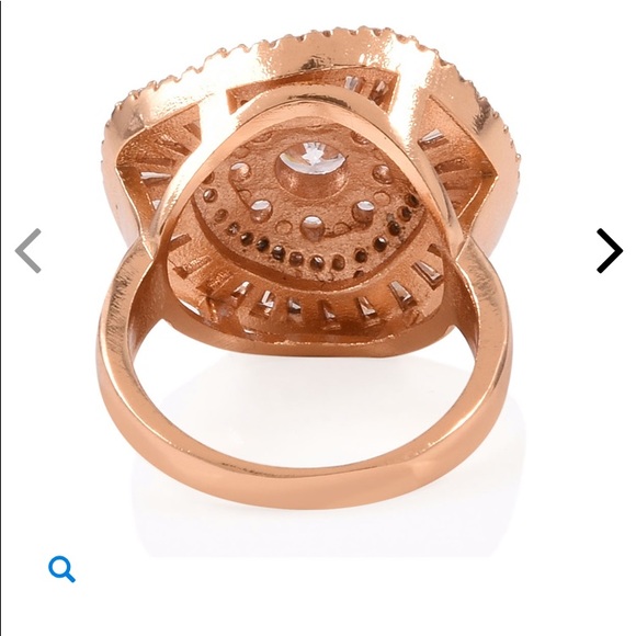 Sim. Champagne White Dia. Ring Goldtone 5.00 ctw - Picture 4 of 5